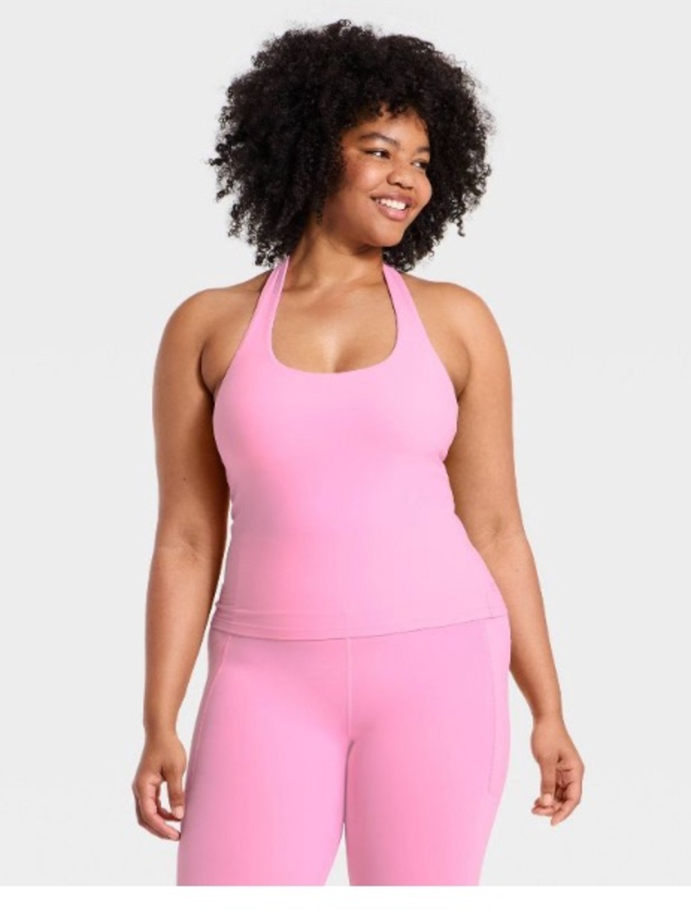 All In Motion Women's Everyday Soft Halter Neck Support Tank Top pink  XXL